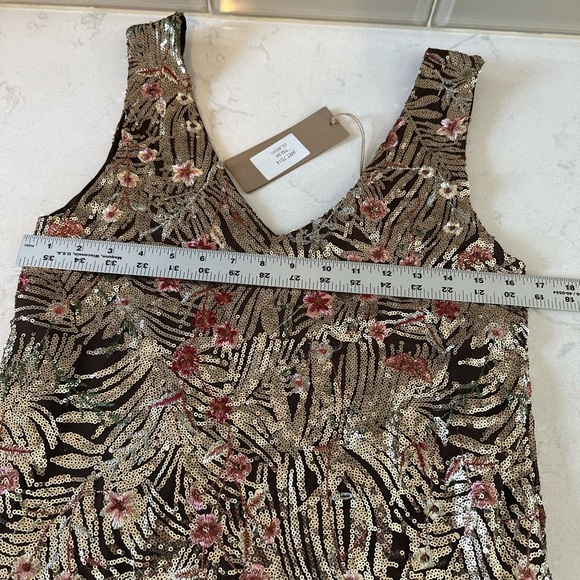 NWT Carla Conti Evening Party Dress Embroidered Flowers Brown Size Made In Italy - Picture 7 of 10